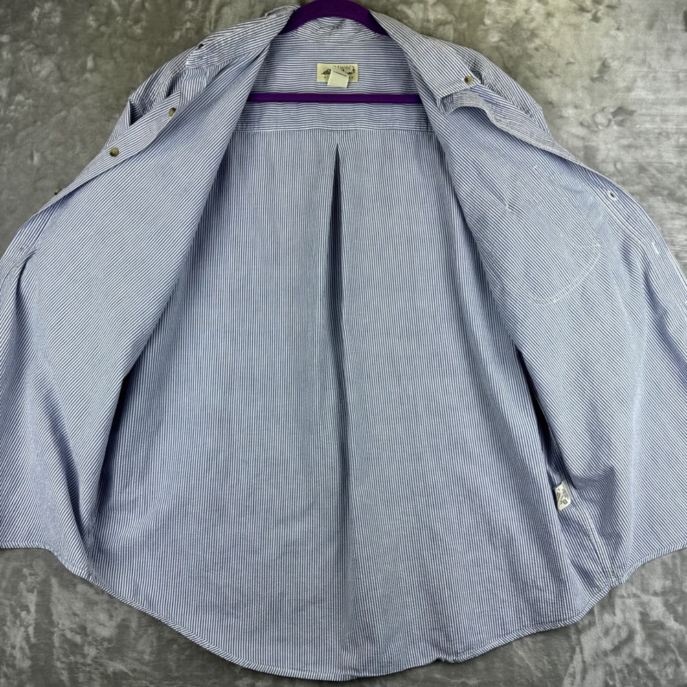 Eddie Bauer Button Down Mens XL Blue White Striped Seersucker Shirt (1684) - Picture 4 of 10
